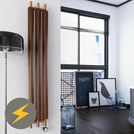 Terma Ribbon V E H1800 x W290mm Bright Copper Electric Only Radiator with MOA Blue Element
