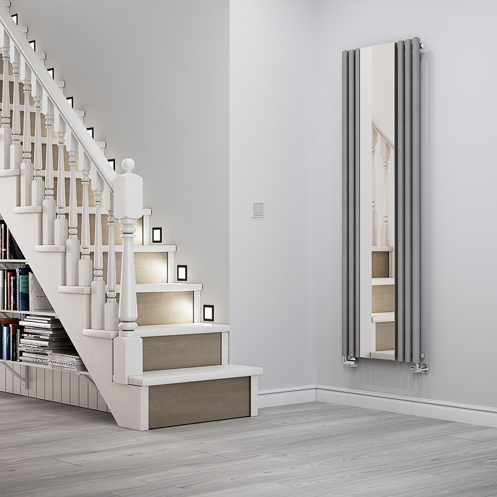 Terma Rolo Mirror H1800 x W590mm Salt & Pepper Designer Radiator