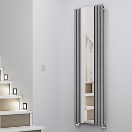 Terma Rolo Mirror H1800 x W590mm Salt & Pepper Designer Radiator