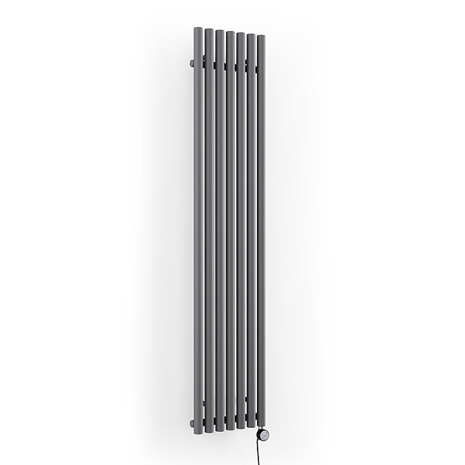 Terma Rolo Room E H1800 x W370mm Modern Grey Electric Only Towel Rail with MOA Blue Element