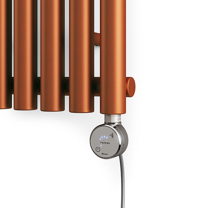 Terma Rolo Room E H1800 x W370mm True Copper Electric Only Towel Rail with MOA Blue Element