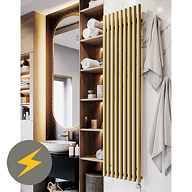 Terma Rolo Room E H1800 x W480mm Brass Electric Only Towel Rail with MOA Blue Element