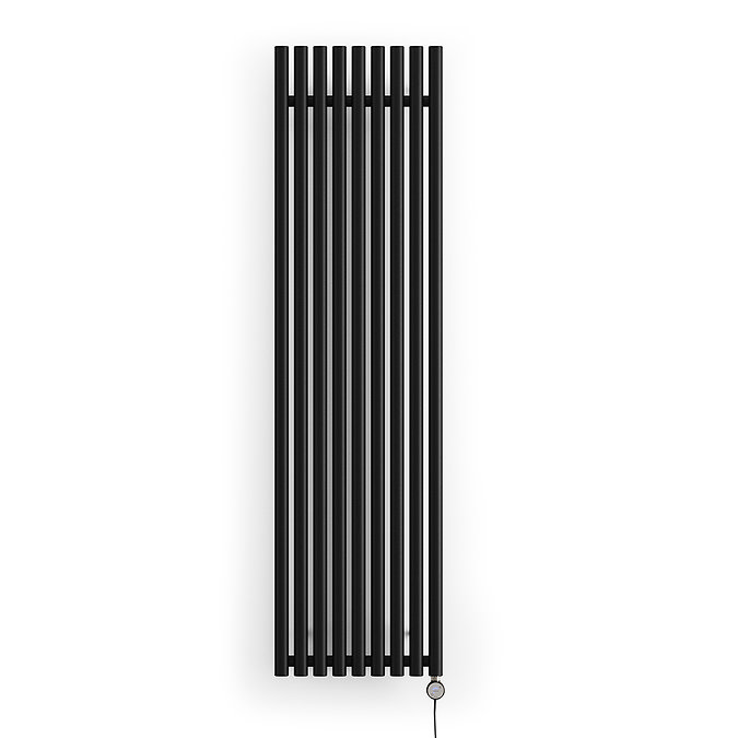 Terma Rolo Room E H1800 x W480mm Heban Black Electric Only Towel Rail with MOA Blue Element
