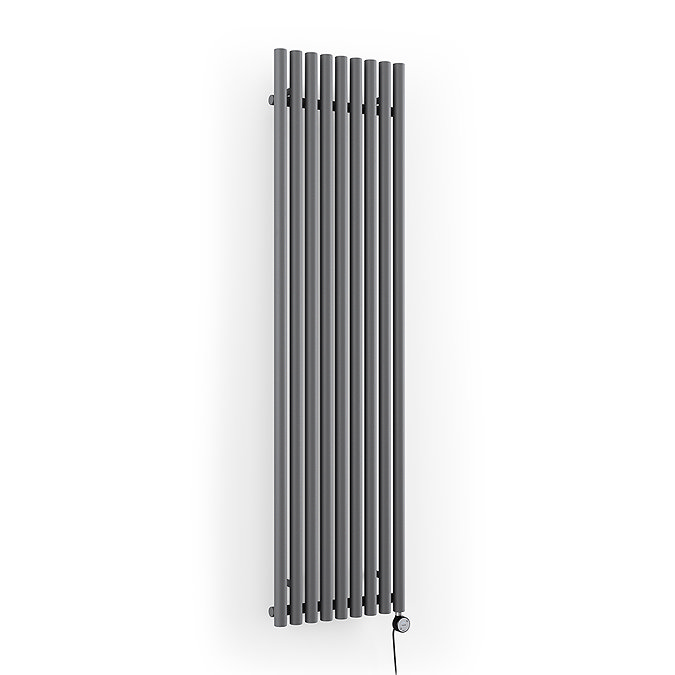 Terma Rolo Room E H1800 x W480mm Modern Grey Electric Only Towel Rail with MOA Blue Element