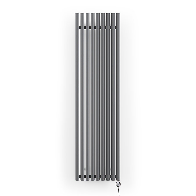 Terma Rolo Room E H1800 x W480mm Modern Grey Electric Only Towel Rail with MOA Blue Element
