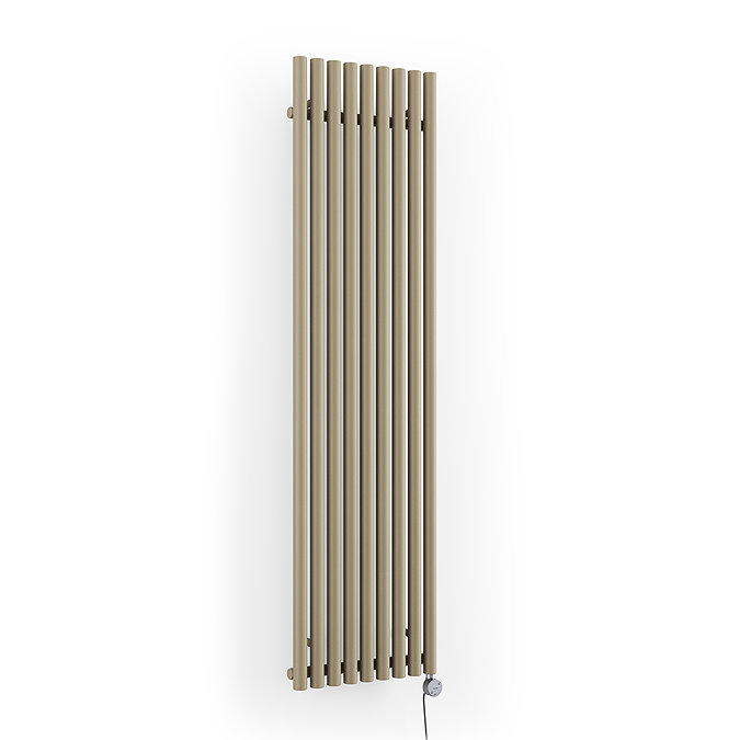 Terma Rolo Room E H1800 x W480mm Quartz Mocha Electric Only Towel Rail with MOA Blue Element