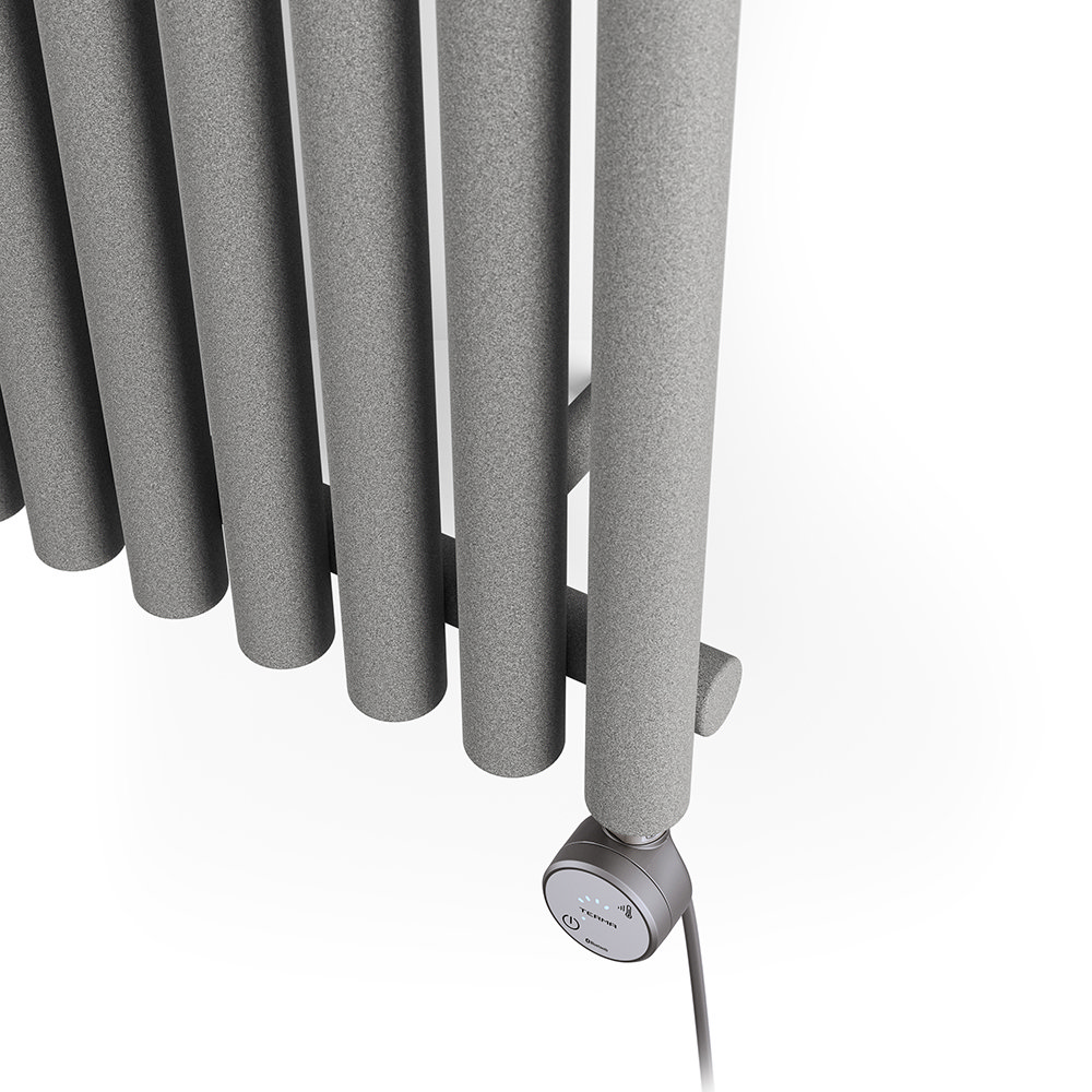Terma Rolo Room E H1800 x W480mm Salt & Pepper Electric Only Towel Rail with MOA Blue Element