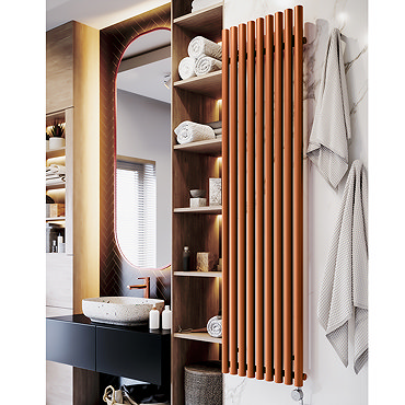 Terma Rolo Room E H1800 x W480mm True Copper Electric Only Towel Rail with MOA Blue Element