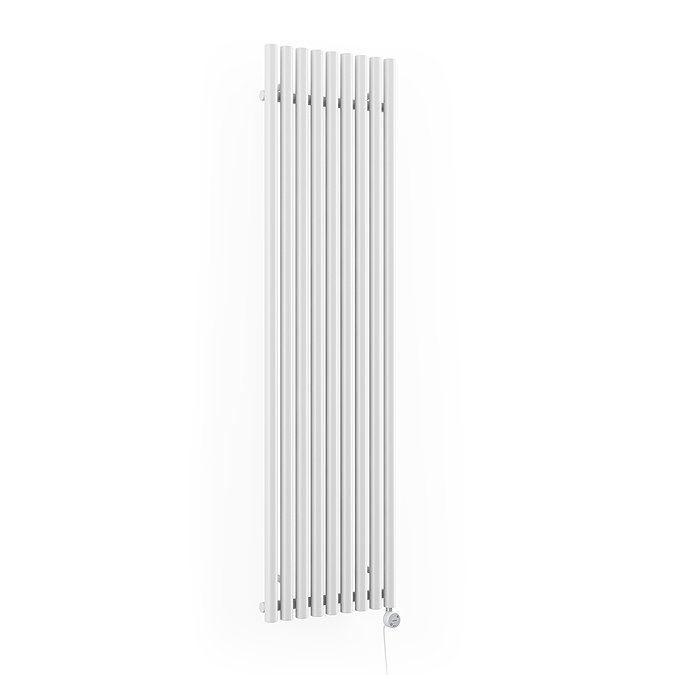 Terma Rolo Room E H1800 x W480mm White Electric Only Towel Rail with MOA Blue Element