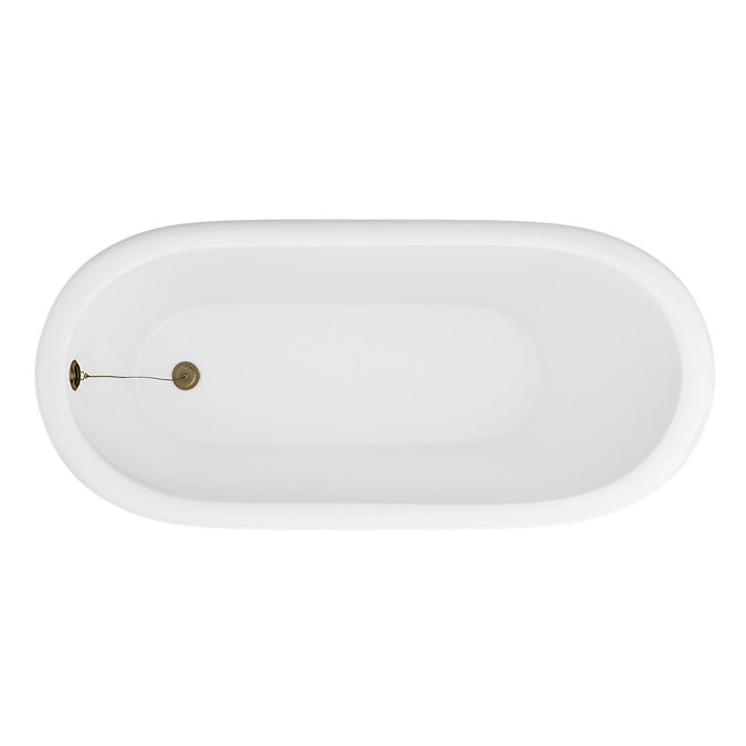 Thames Cast Iron Bath with Antique Brass Feet (1700 x 780mm Slipper Flat Rim)