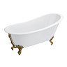 Thames Cast Iron Bath with Antique Brass Feet (1700 x 780mm Slipper Flat Rim)