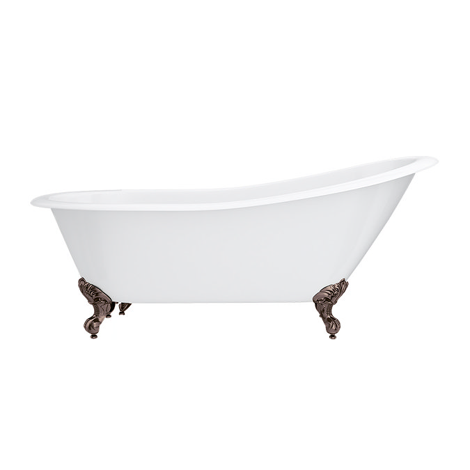 Thames Cast Iron Bath with Antique Copper Feet (1700 x 780mm Slipper Flat Rim)