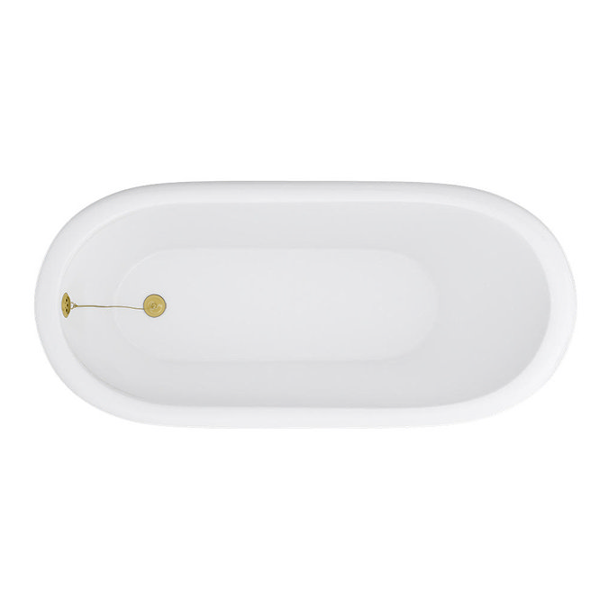 Thames Cast Iron Bath with Brushed Brass Feet (1700 x 780mm Slipper Flat Rim)