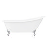 Thames Cast Iron Bath with Chrome Feet (1700 x 780mm Slipper Flat Rim)  In Bathroom Large Image