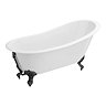 Thames Cast Iron Bath with Matt Black Feet (1700 x 780mm Slipper Flat Rim)