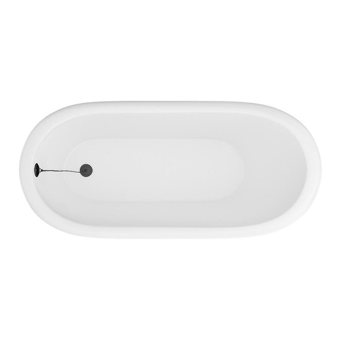 Thames Cast Iron Bath with Matt Black Feet (1700 x 780mm Slipper Flat Rim)