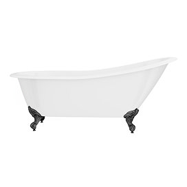 Thames Cast Iron Bath with Matt Black Feet (1700 x 780mm Slipper Flat Rim)