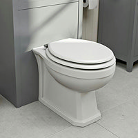 The Bath Co. Camberley Back-to-Wall Toilet with White Wooden Seat
