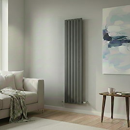 The Heating Co. Modern 1600 x 408mm Vertical Single Flat Panel Anthracite Radiator