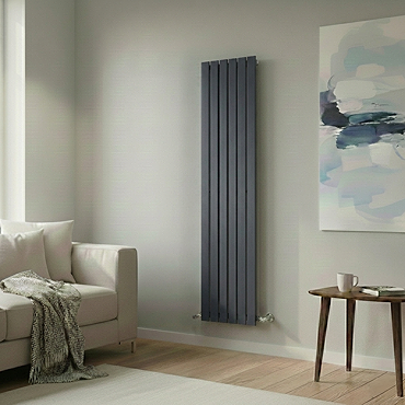 The Heating Co. Modern 1800 x 408mm Vertical Single Flat Panel Anthracite Radiator