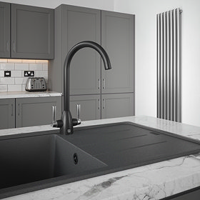 The Tap Factory Vibrance Duo Kitchen Mixer Tap - Black & Nickel