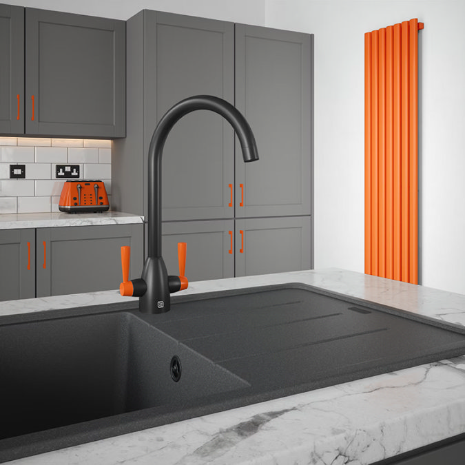 The Tap Factory Vibrance Duo Kitchen Mixer Tap - Black & Burnt Orange