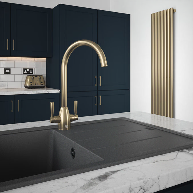 The Tap Factory Brushed Brass Vibrance Duo Kitchen Mixer Tap