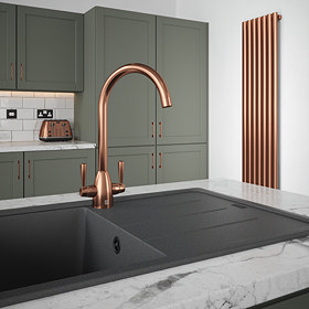 The Tap Factory Brushed Copper Vibrance Duo Kitchen Mixer Tap