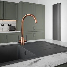 The Tap Factory Vibrance Duo Kitchen Mixer Tap - Brushed Copper & Grey