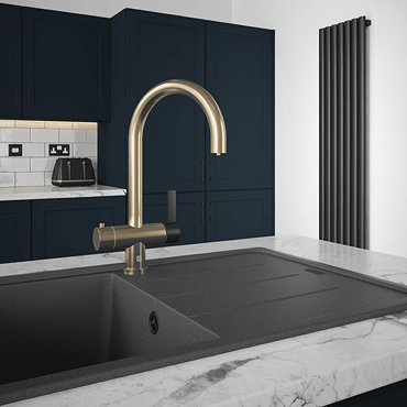 The Tap Factory Milla Brushed Brass/Black 4 in 1 Instant Hot Water Tap  Profile Large Image