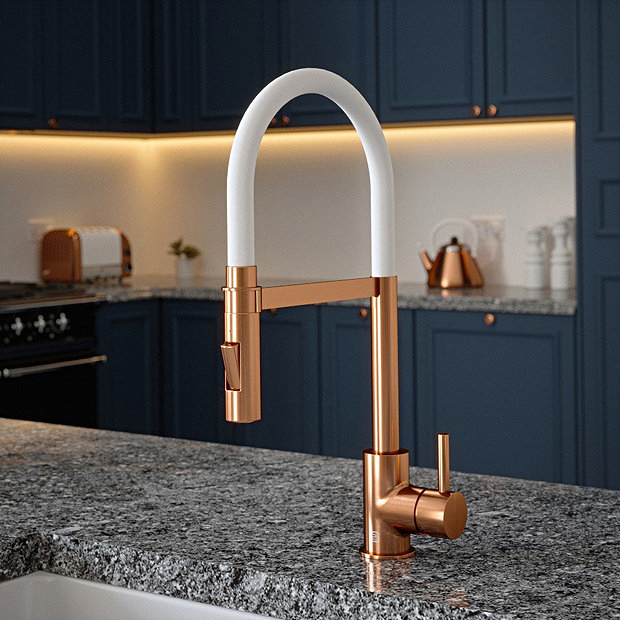 The Tap Factory Vibrance Tube Brushed Copper Kitchen Tap with Spray