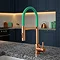 The Tap Factory Vibrance Tube Kitchen Tap with Spray Function - Brushed Copper & Aqua Sea Large Imag