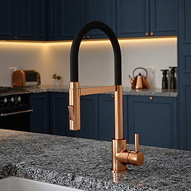 The Tap Factory Vibrance Tube Kitchen Tap with Spray Function - Brushed Copper & Black Velvet Large 