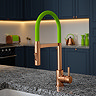 The Tap Factory Vibrance Tube Kitchen Tap with Spray Function - Brushed Copper & Green Tea Large Ima