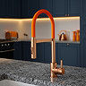 The Tap Factory Vibrance Tube Kitchen Tap with Spray Function - Brushed Copper & Burnt Orange Zest L