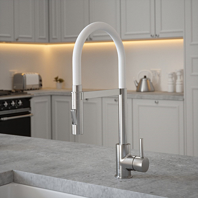 The Tap Factory Vibrance Tube Brushed Nickel Kitchen Tap with Spray Function Large Image