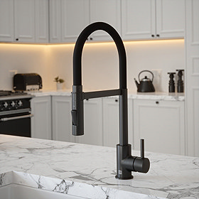 The Tap Factory Vibrance Tube Kitchen Tap with Spray Function - Matt Black & Black Velvet Large Imag