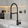 The Tap Factory Vibrance Tube Kitchen Tap with Spray Function - Matt Black & Blade Grey Large Image