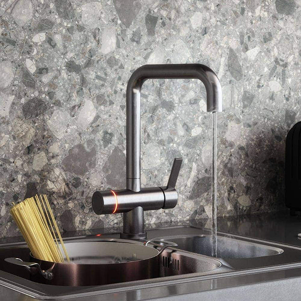 The Tap Factory Xara Brushed Steel 4 in 1 Instant Hot Water Tap Large Image