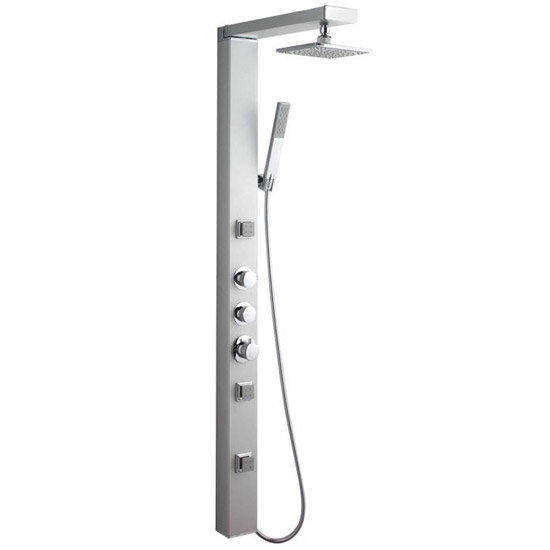 Thermostatic Shower Panel w/ Shower Spray & Body Jets - Chrome - Ex Display Large Image