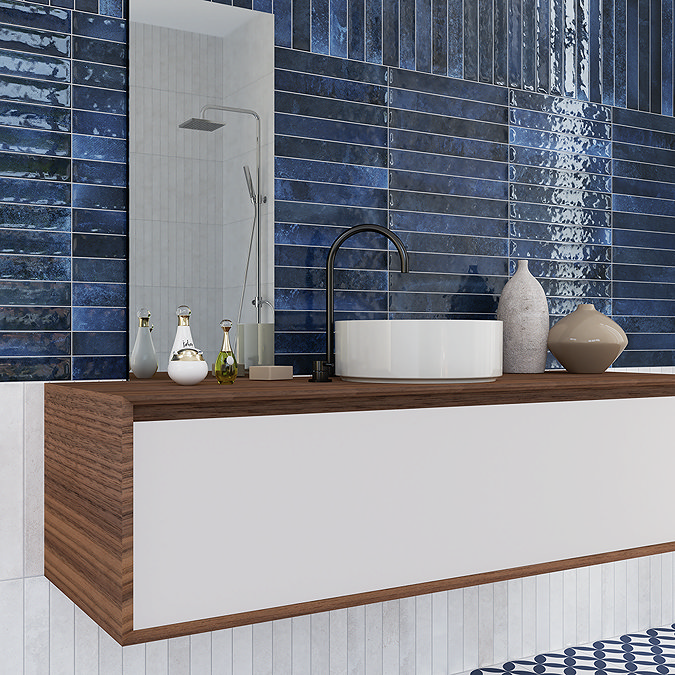 Thorley Blue Glazed Wall Tiles 50 x 400mm