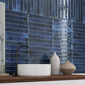 Thorley Blue Glazed Wall Tiles 50 x 400mm
