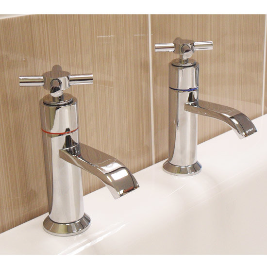 Tiber - Minimal Pair of 1/2" Basin Taps - Chrome - W1311 Profile Large Image