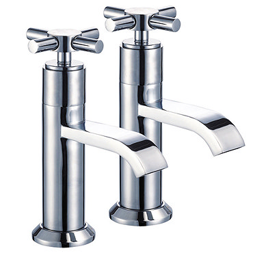 Tiber - Minimal Pair of 1/2" Basin Taps - Chrome - W1311 Profile Large Image