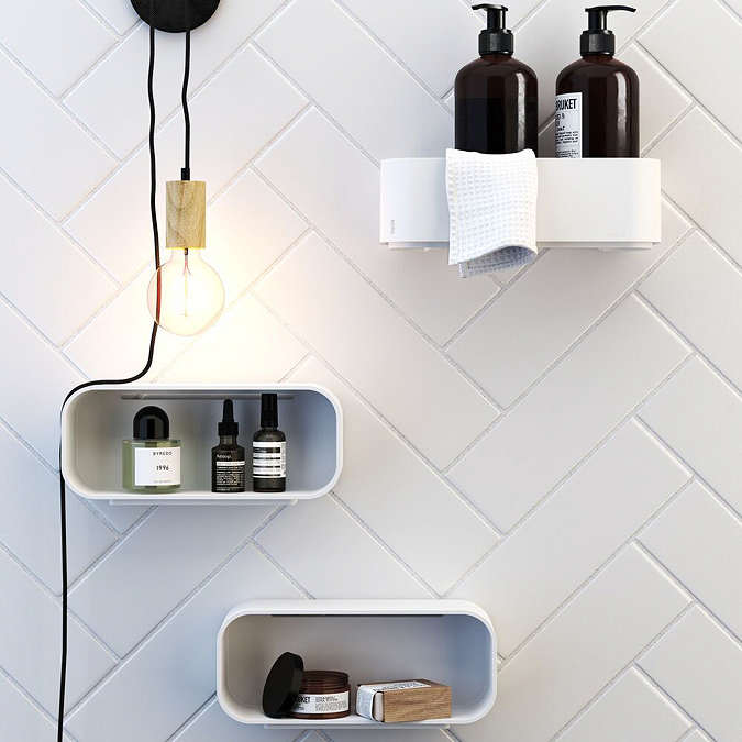 Tiger 2-Store Wall Rack/Shower Basket - White  In Bathroom Large Image