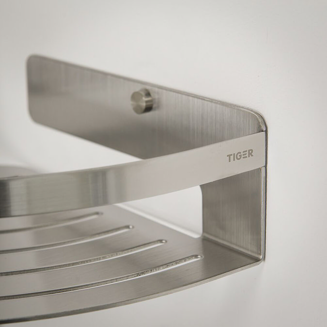 Tiger Caddy Large Corner Shower Basket - Brushed Stainless Steel In Bathroom Large Image