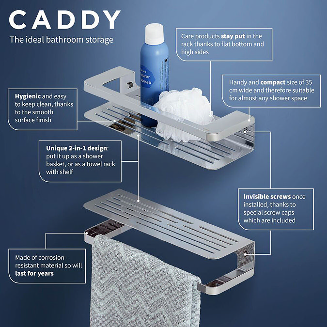 Tiger Caddy Shower Basket/Towel Rail - Chrome Profile Large Image