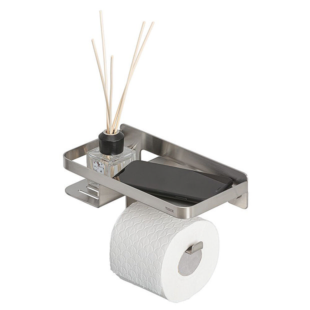 Tiger Caddy Toilet Roll Holder with Shelf - Brushed Stainless Steel  Feature Large Image