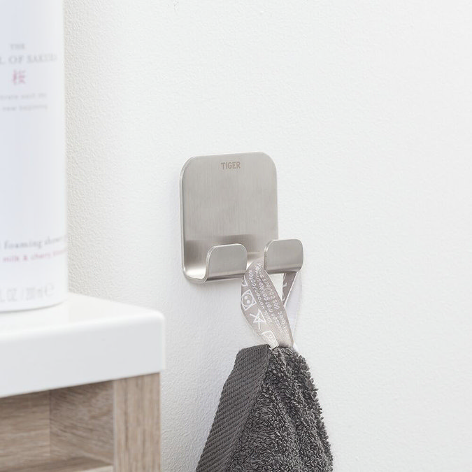 Tiger Colar Double Towel Hook - Brushed Stainless Steel additional Large Image