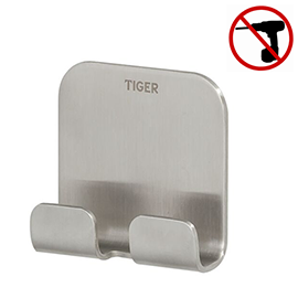 Tiger Colar Double Towel Hook - Brushed Stainless Steel Medium Image